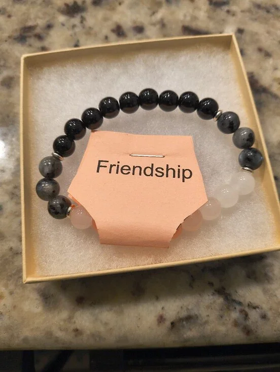 Friendship Beaded Stretch Bracelet - Black, Gray & White