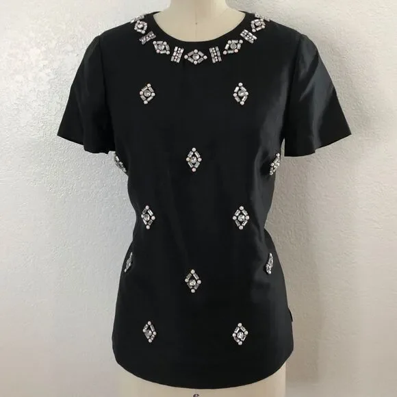Tory Burch black embellished silk top 6