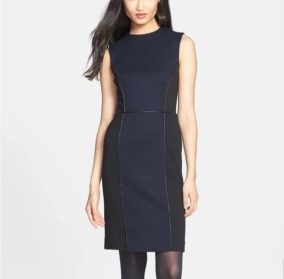 Tory Burch Natalee Ponte Wool Blend Sheath Dress MinimalistLuxe Tonal Women'sMed