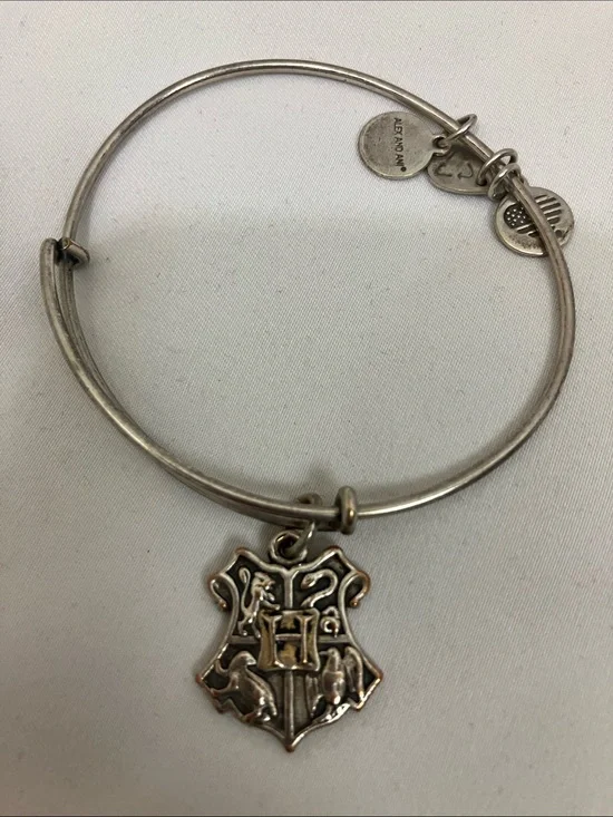 Alex and Ani Harry Potter Silver-Tone Hogwarts Crest Charm Bangle Bracelet