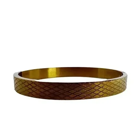 Gold Diamond Printed Cuff Bracelet Clasp Boho Chic Bohemian