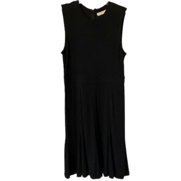 Tory Burch Black Midi Fit and Flare Shift Dress - Ruffle - 8
