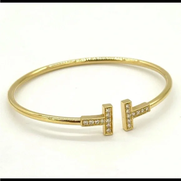 Tiffany & Co. T Wire Pave Diamond Bracelet 6.5