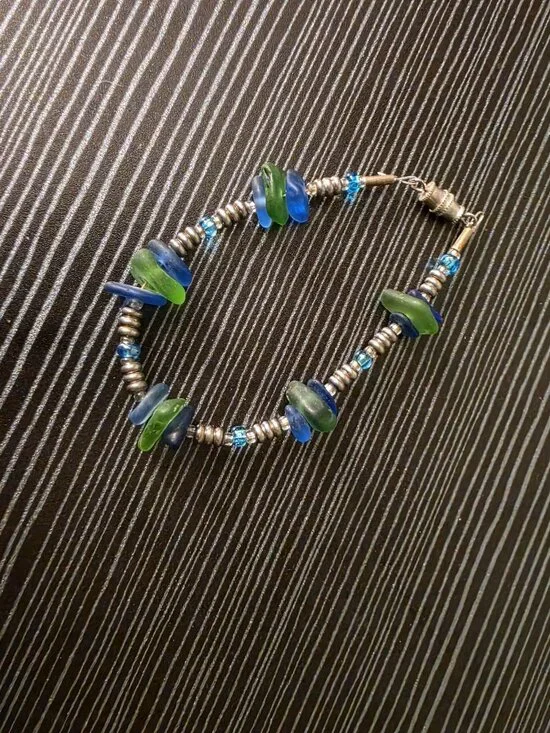 Blue/Green Sea Glass Bracelet