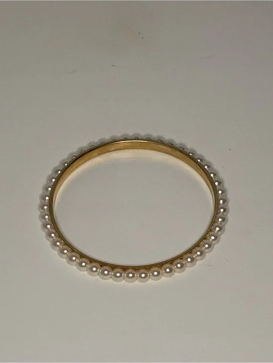 Gold Pearl Accent Bangle Bracelet - Elegant Women’s Jewelry