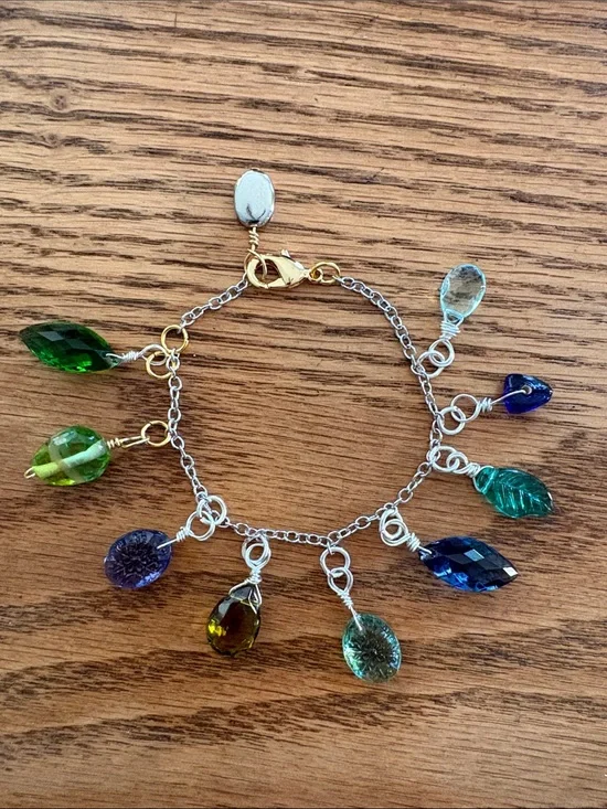 Hand Crafted Multicolor Glass Charm Bracelet