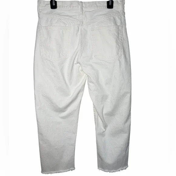 Tory Burch White‎ Raw Hem Cropped Denim Jeans Size 30