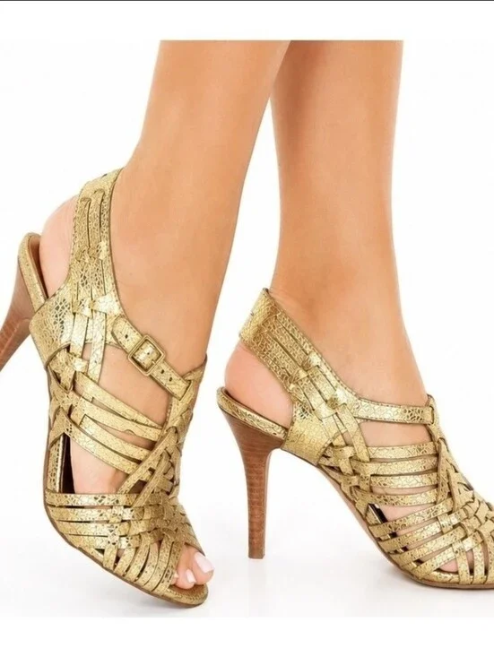 Tory Burch Gold Woven Strappy Women's Sandals 3