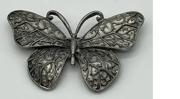 Silvertone Textured Butterfly Whimsical Pin Brooch Jewelry Fashion Accessory