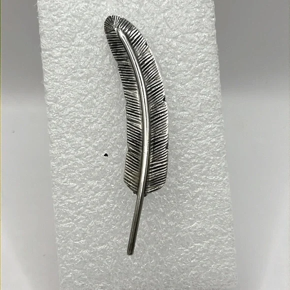 Sterling Silver Feather Brooch Intricate  Brooch with Vintage Artisanal Design