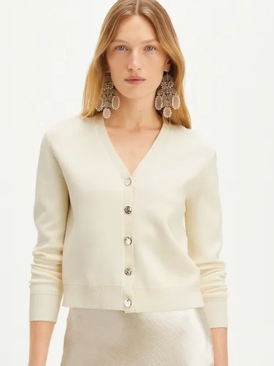 Tory Burch Simone Cardigan New Ivory XL