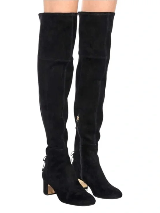Tory Burch Women’s Size 8.5 Black Stretch Suede Laila Over The Knee High Boots