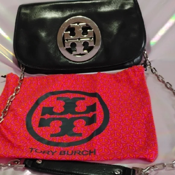 Tory Burch Black Leather Crossbody Bag with Chain Strap