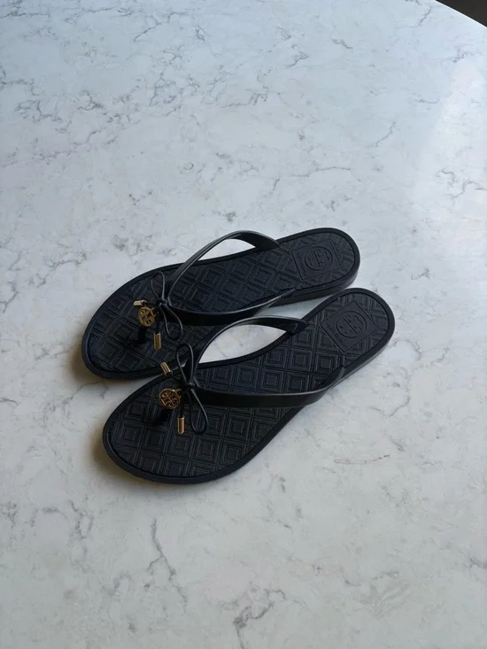 Tory Burch Black Jelly Flip Flops
