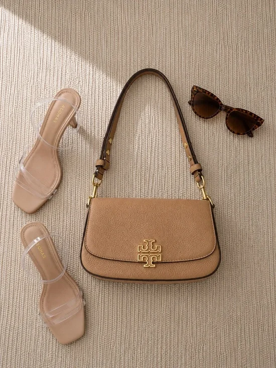 Tory Burch Tan Leather Adjustable Crossbody Bag