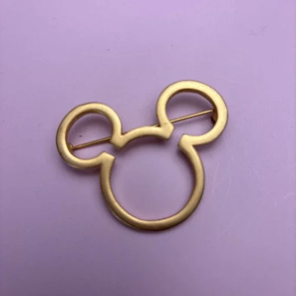 Mickey Mouse Head Disney Satin Gold Toned Pin 2.5 inch