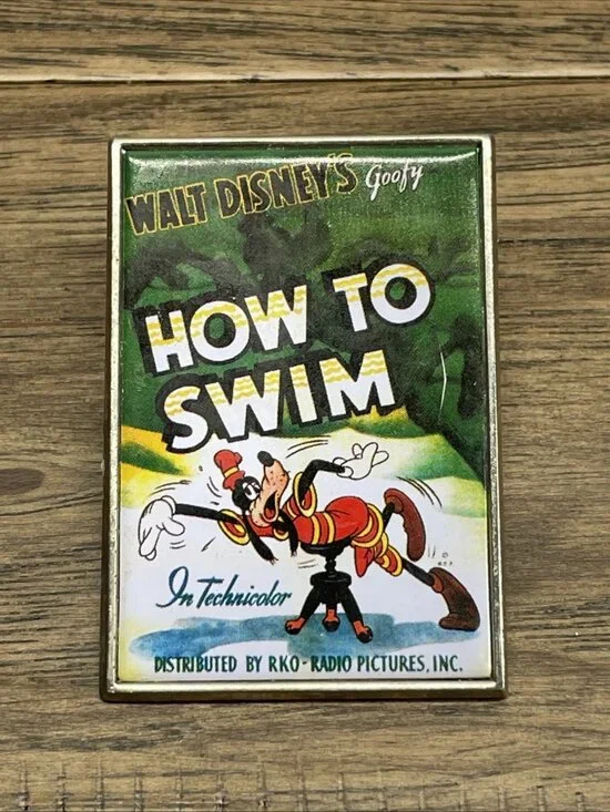 Disney Goofy How To Swim 12 Months of Magic Movie Technicolor Poster Pin KG JD