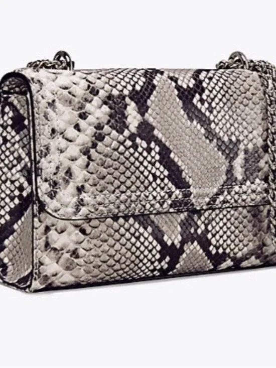 TORY BURCH Fleming Snakeskin Embossed  Crossbody/Shoulder Bag convertible