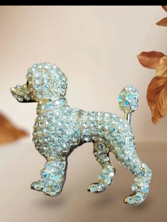 Crystal Poodle Dog Brooch