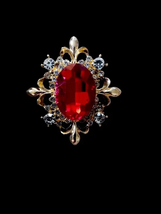 Red Crystal Statement Brooch