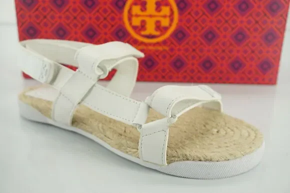 Tory Burch Bumper Espadrille Flat Beach Sandals Size 5.5 Hook Loop NIB Rope