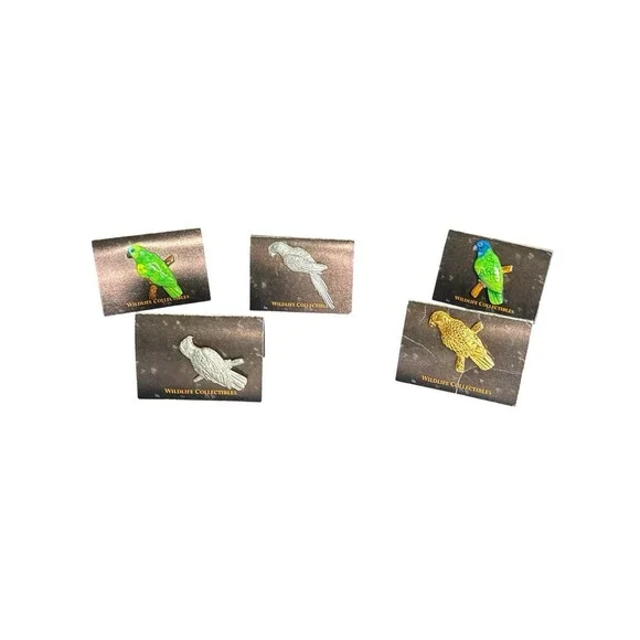 Lot 5 G.G. Harris Wildlife Collectibles Fine Pewter Bird Parrot Lapel Pins USA
