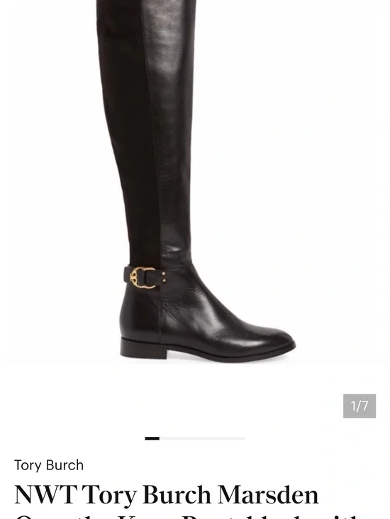 Tory Marsden Black Leather  Over The Knee Boots Size 7.5