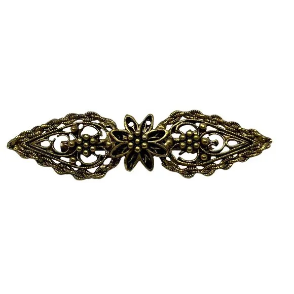 Flower Brooch‎ Braided Filigree Shiny Matte Vintage Bar Pin