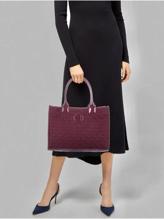 Tory Burch Marion wine quilted tote purse
