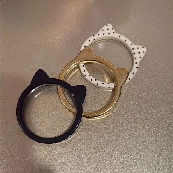 Cat Ear bracelet Set - Black, Gold, and White