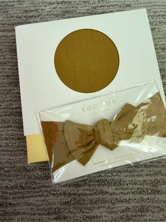 Lou Lou & Company Mustard Brown Ribbed Bow Headband