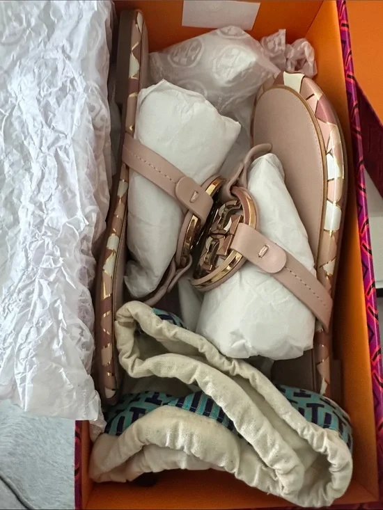Tory Burch Blush Pink Miller Logo Thong Sandals