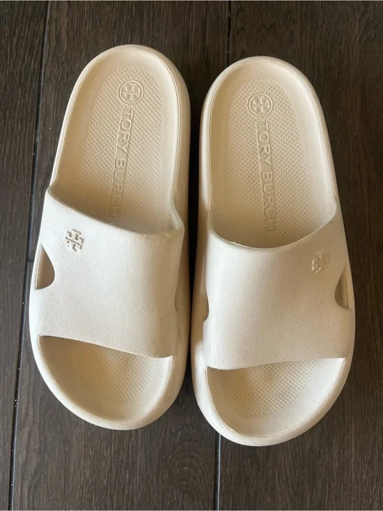 Tory Burch Cream Slide Sandals