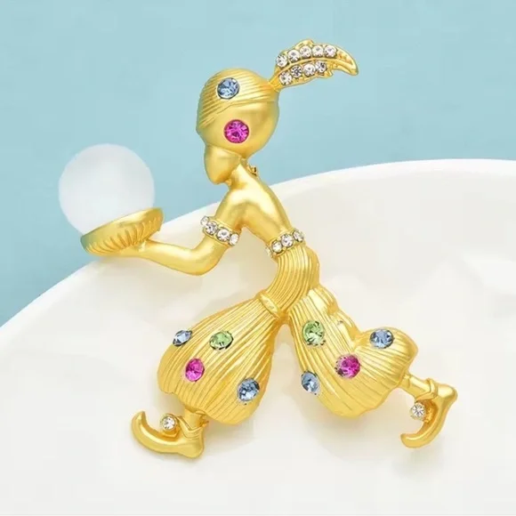 Aladdin Sultan Crystal Golden Fortune Brooch