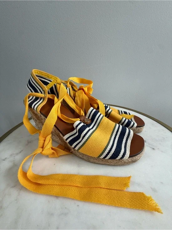 Tory Burch Espadrille Wedge Sandals with Tie Ankle