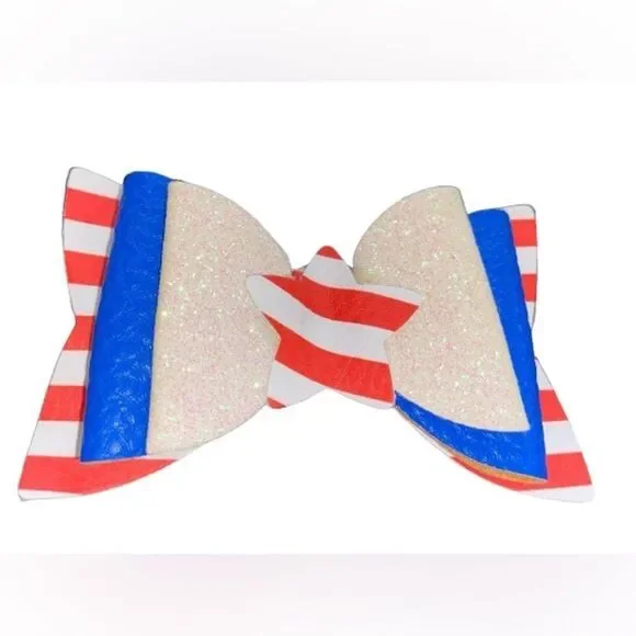 ⭐️5/$10⭐️ Glitter and Faux Leather 4th Of July Bow