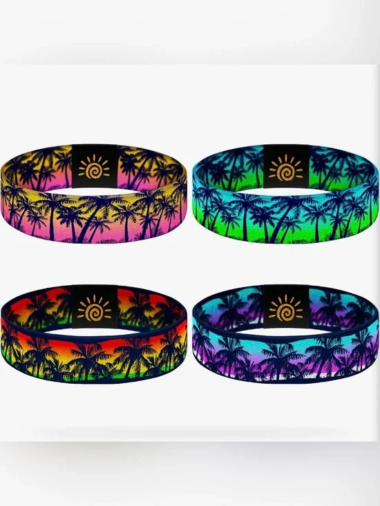 Sunrise Kids Tropical Palm Stretch Surfer Bracelet - 4 Pack Small 6.8”