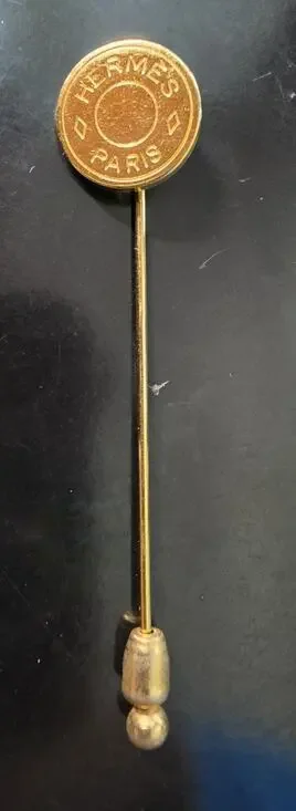 Hermès Paris Clou de Selle Gold Tone Round Stick Pin
