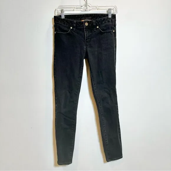 Tory Burch Super Skinny‎ Jeans Women's Size 25 Black Ankle Zip Denim Stretch