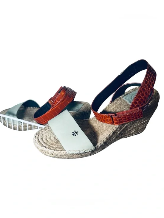 👠 Tory Burch BWOT Delaney Wedge Espadrille Sandals 7.5