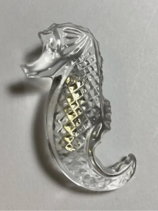 Waterford Crystal Clear and Gold Seahorse Pin