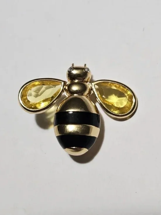 Delicate Bee Brooch in Gold, yellow and black