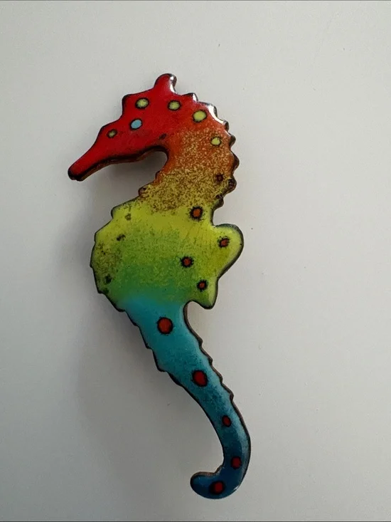 Colorful Seahorse Enamel Pin - Rainbow Tones