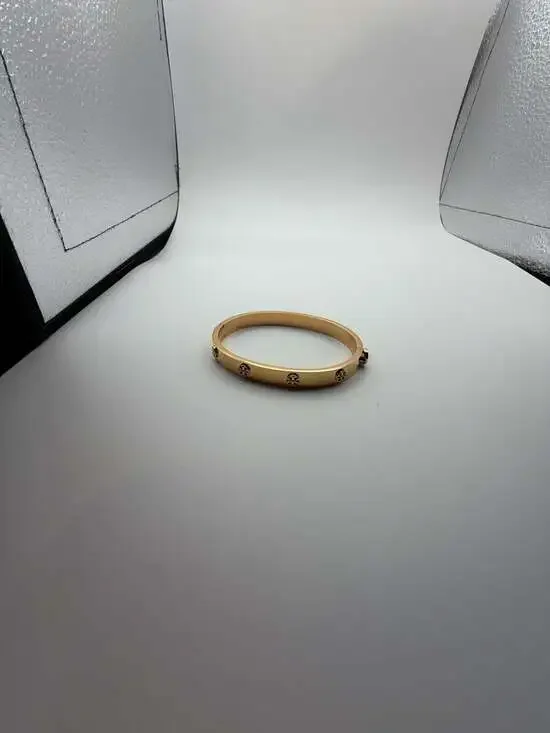 Tory Burch Miller Stud Hinge Bangle Bracelet in Gold