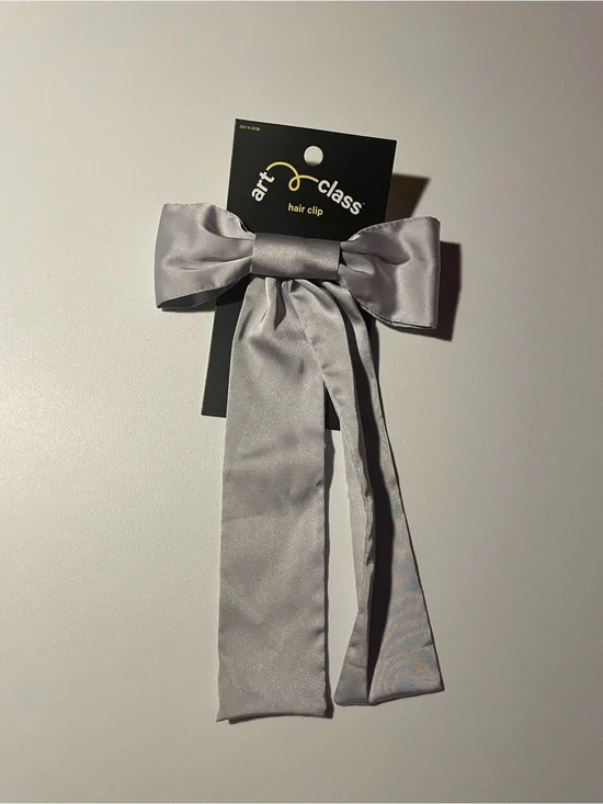 art class Silver Satin Bow Hair Clip NWT Girls Accessories Beauty Style Chic