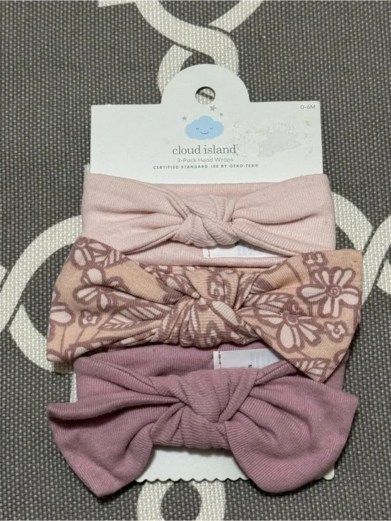 cloud island Pink and Mauve 3-Pack Knotted Baby Headbands