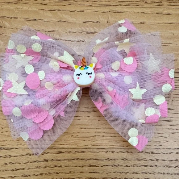 Pink and Cream Star Hair Bow