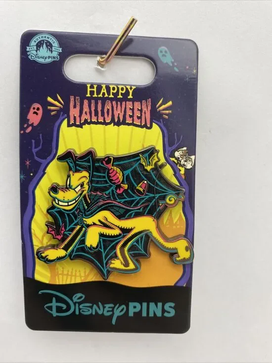 Disney Parks Pin Happy Halloween Bad Pluto with Spider Web Candy & Cape 2023