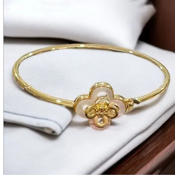 TORY BURCH KIRA CLOVER 18K GOLD BRACELET