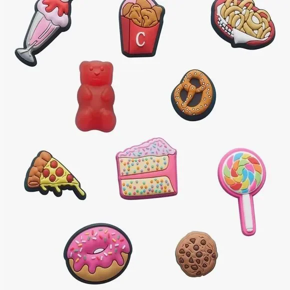 Junk Food-Themed Shoe Charms Set 10pc